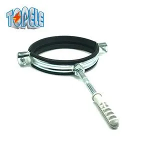 Oceľová gumová rúrková svorka s vešiakom a plastovou kotvou